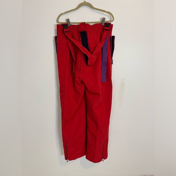 Vintage men ski overall insulated pants pockets size 38 red snowboard trousers - Picture 5 of 12